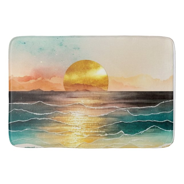 The Watercolor Beach Series Design 3 Badrumsmatta (Framsidan)