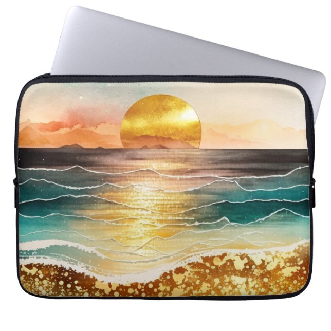 The Watercolor Beach Series Design 3 Laptop Fodral (Framsidan)
