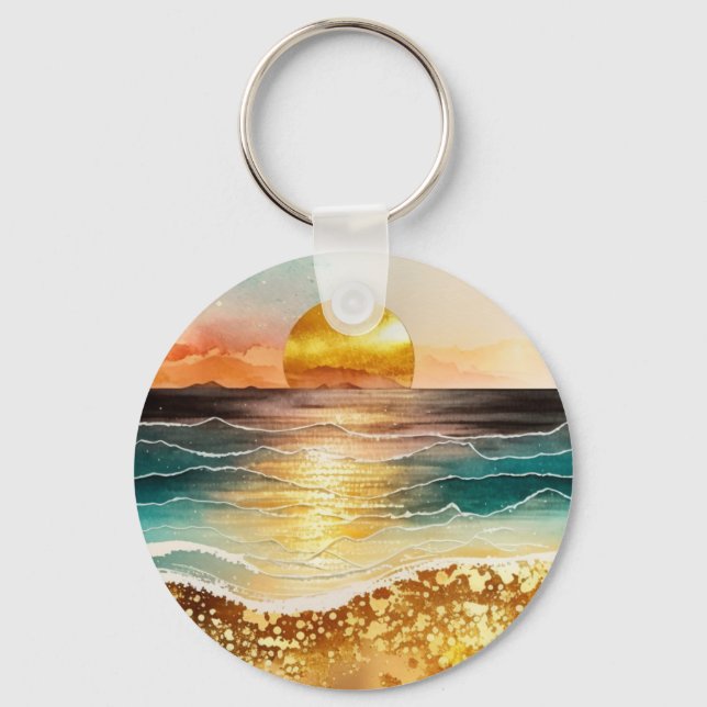 The Watercolor Beach Series Design 3 Nyckelring (Framsida)