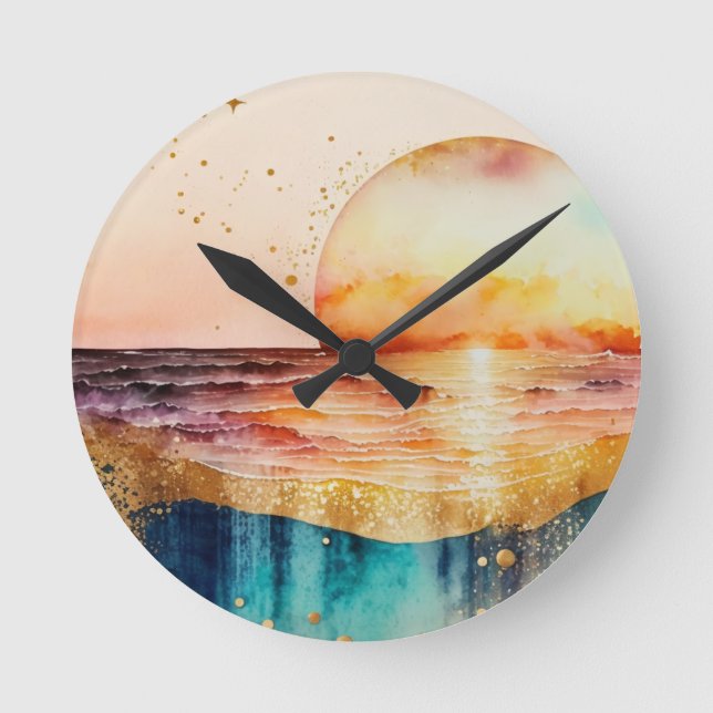 The Watercolor Beach Series Design 3 Rund Klocka (Framsida)