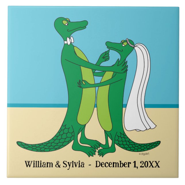 The Wedding Alligators Keramisk Platta Kakelplatta (Framsidan)