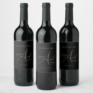 The Wedding Brew Gold Anpassad Kalligrafi Vinflaska Etikett