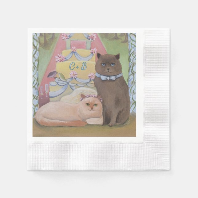 The Wedding Cats Personliga Initialer Set av Pappersservett (Framsidan)