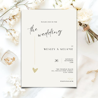The wedding Invitation - Minimalist Black and Gold Inbjudningar