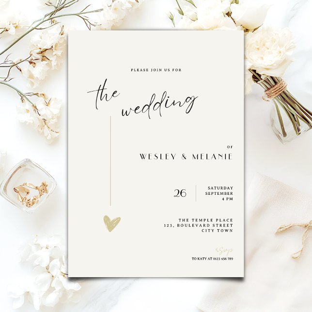 The wedding Invitation - Minimalist Black and Gold Inbjudningar (Skapare uppladdad)