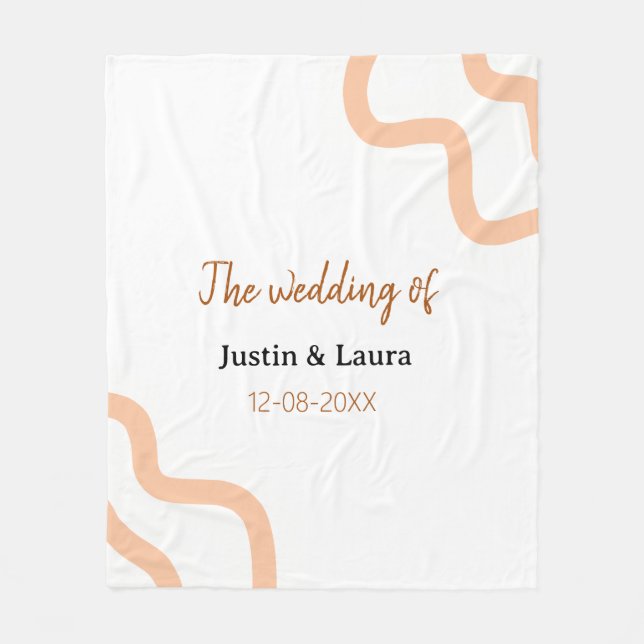 The wedding of add bride groom name date peach fleecefilt (Framsidan)