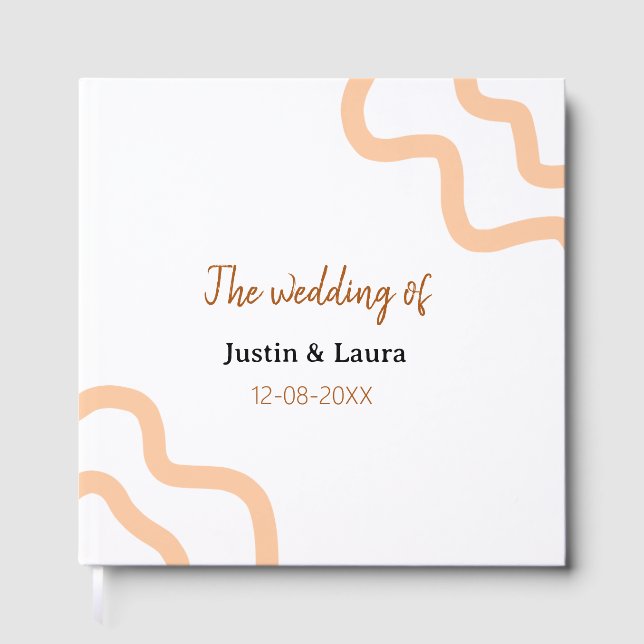 The wedding of add bride groom name date peach gästböcker (Framsida)