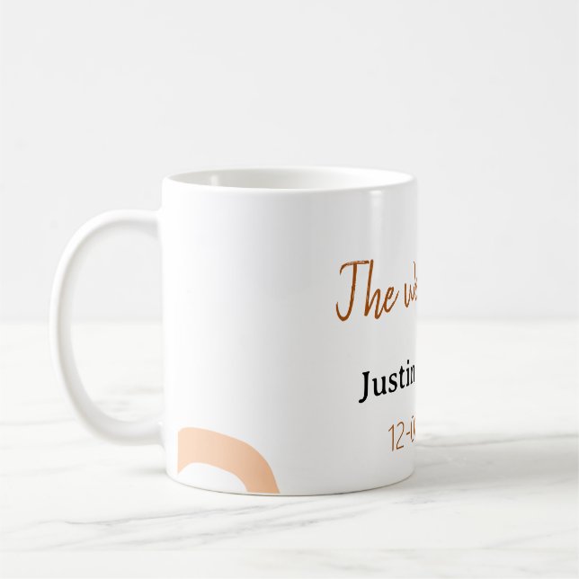 The wedding of add bride groom name date peach kaffemugg (Vänster)