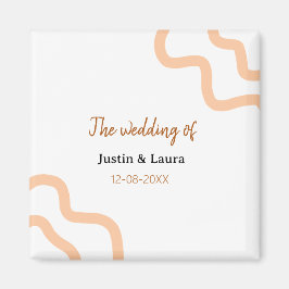 The wedding of add bride groom name date peach magnet