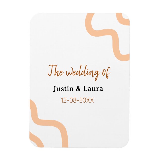 The wedding of add bride groom name date peach magnet (Vertikal)