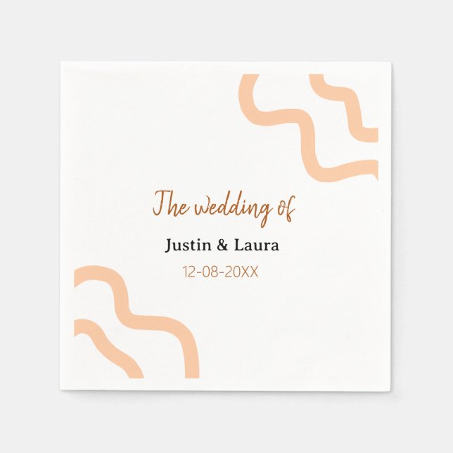 The wedding of add bride groom name date peach pappersservett (Framsidan)