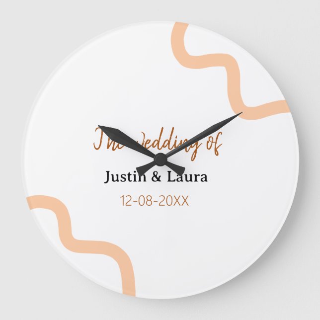 The wedding of add bride groom name date peach stor klocka (Framsida)