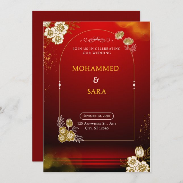 The Weidiing Invitation Inbjudningar (Fram/baksida)