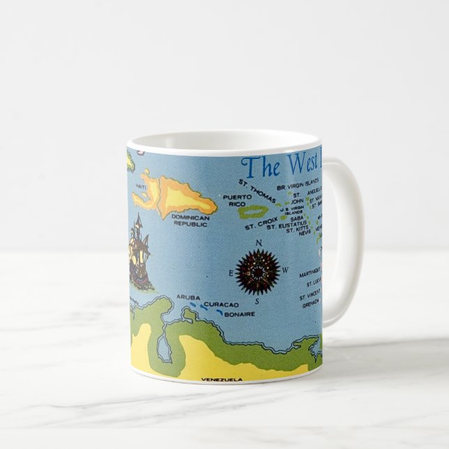 The West Indies Map  Kaffemugg (Framsida höger)