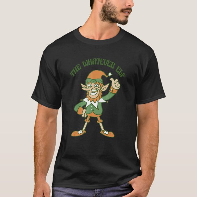The Whatever Elf Cute Ugly Christmas Sweater T Shirt (Framsida)