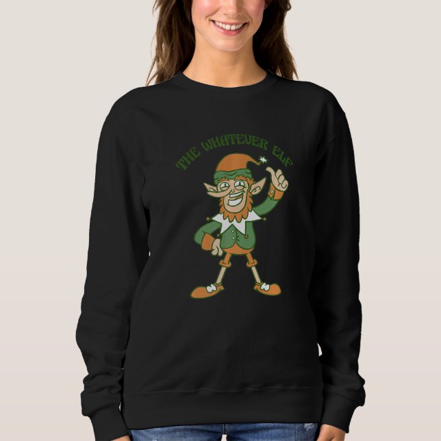 The Whatever Elf Cute Ugly Christmas Sweater   T Shirt (Framsida)