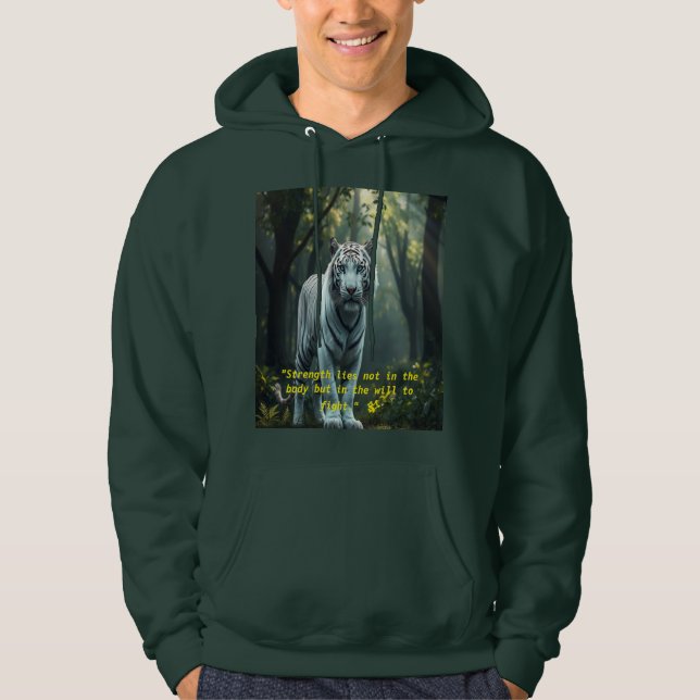 **"The Whispering Forest: A White Tiger's Majesty" Hoodie (Framsida)