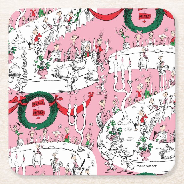 The Whos' Merry Christmas Feast Underlägg Papper Kvadrat (Framsidan)