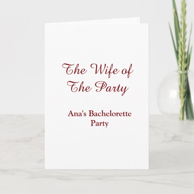 The wife of the party bachelorette party name date kort (Framsida)