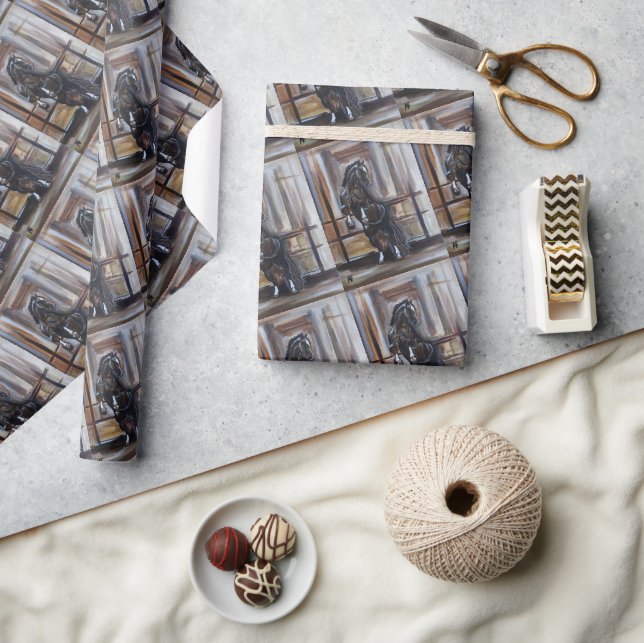 The Wild Horse Painting by Alfred Fox Presentpapper (Hantverk)