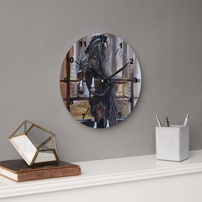 The Wild Horse Painting by Alfred Fox Stor Klocka (Kontor)