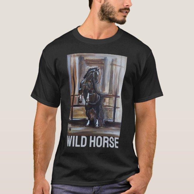 The Wild Horse Painting by Alfred Fox T Shirt (Framsida)