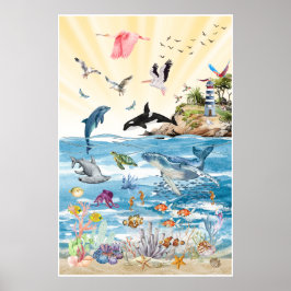 The Wild Life of the Oceans Väggkonst Poster
