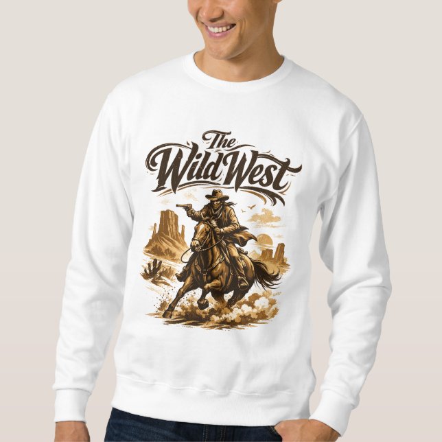 The Wild West – Cowboy i Action-sweatshirt Lång Ärmad Tröja (Framsida)