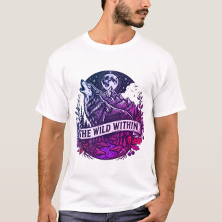The Wild Within - Howling Wolf Nature & Mountain I T Shirt