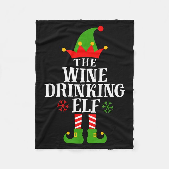 The Wine Drinking Elf Funny Matching Family Christ Fleecefilt (Framsidan)