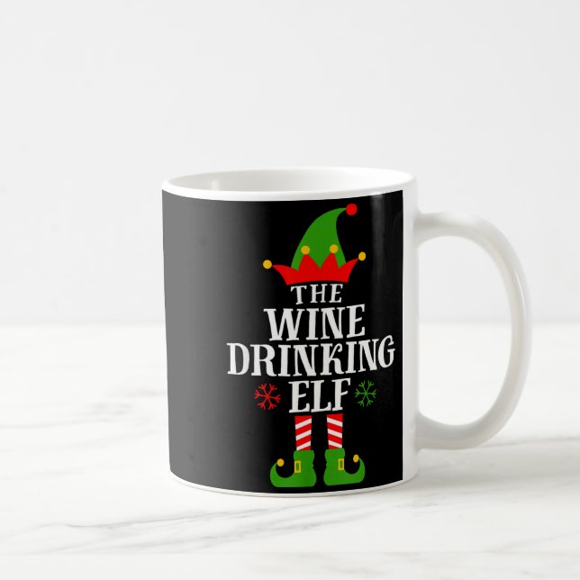 The Wine Drinking Elf Funny Matching Family Christ Kaffemugg (Höger)