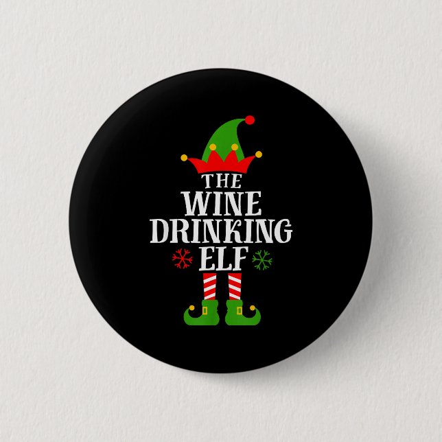 The Wine Drinking Elf Funny Matching Family Christ Knapp (Framsida)