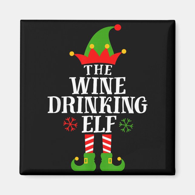 The Wine Drinking Elf Funny Matching Family Christ Magnet (Framsidan)