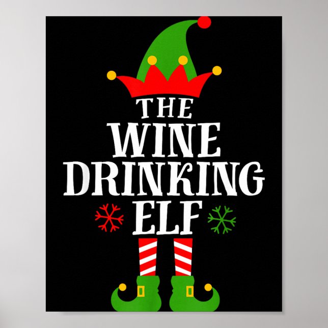 The Wine Drinking Elf Funny Matching Family Christ Poster (Framsidan)