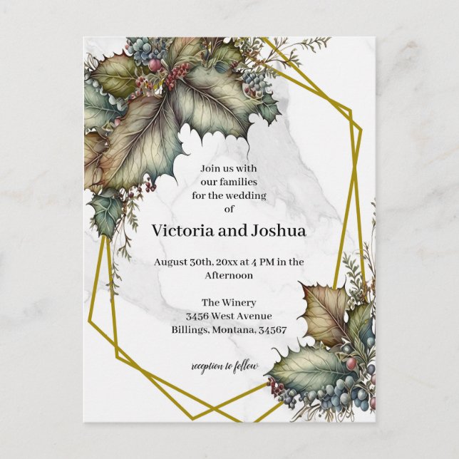 The Winery Wedding Invitation Vykort (Framsida)