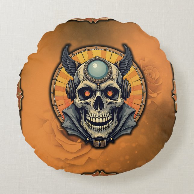 The winged skull.  rund kudde (Framsidan)