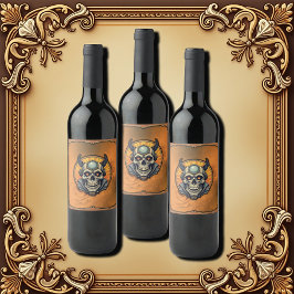 The winged skull.  vinflaska etikett