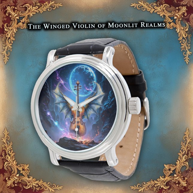 The Winged Violin of Moonlit Realms Armbandsur (Skapare uppladdad)