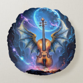 The Winged Violin of Moonlit Realms Rund Kudde