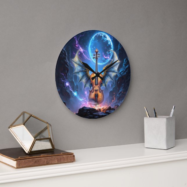 The Winged Violin of Moonlit Realms Stor Klocka (Kontor)