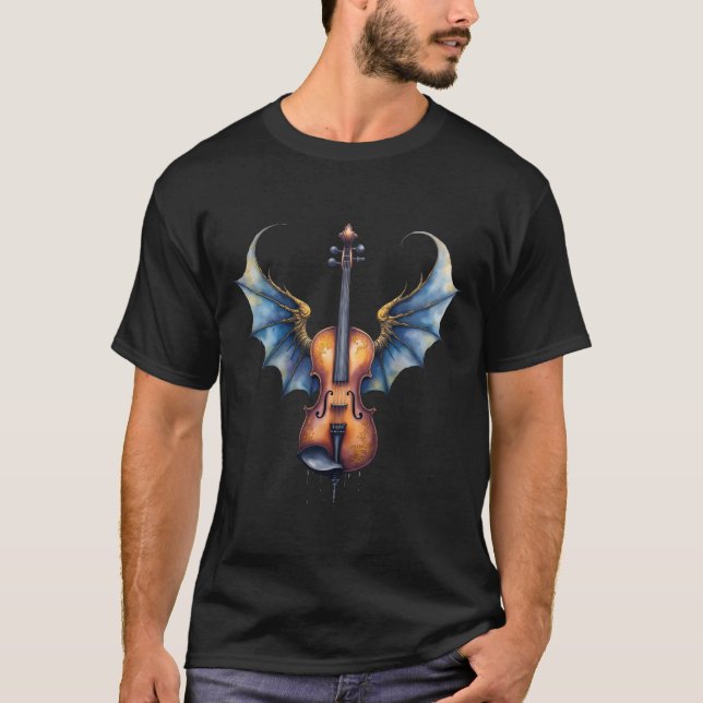 The Winged Violin of Moonlit Realms T Shirt (Framsida)
