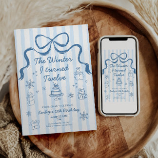 The Winter I turned 12 Birthday Invitation Inbjudningar