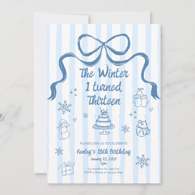 The Winter I turned 13 Birthday Invitation Inbjudningar (Framsida)