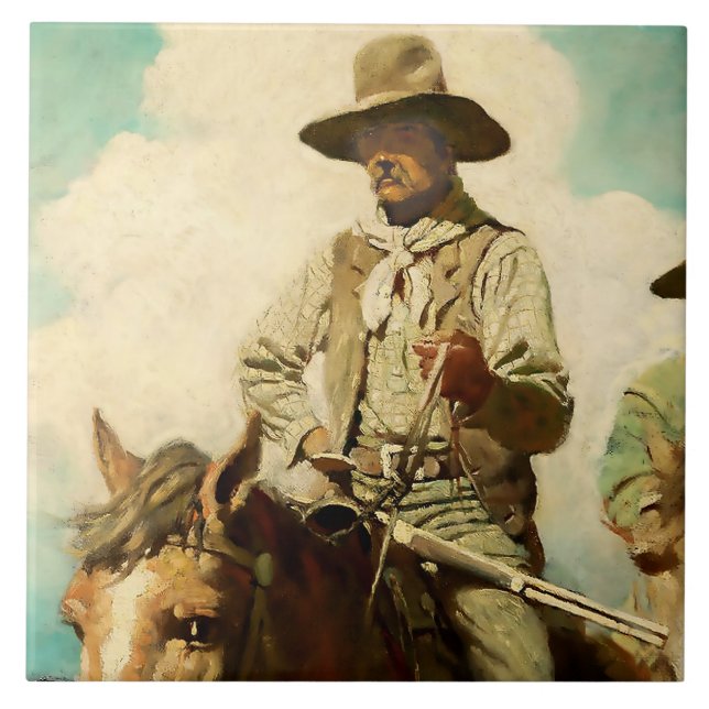 The Wiry Marshall Western Art by NC Wyeth Kakelplatta (Framsidan)