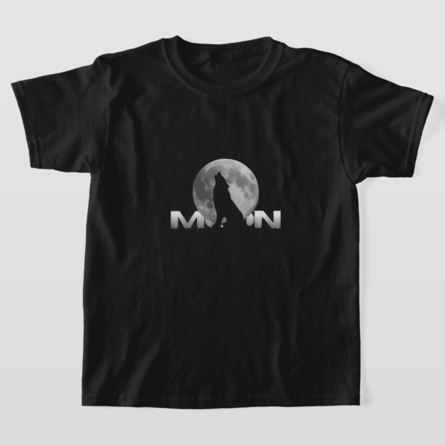 the wolf`s cry under the full moon t shirt (Laydown)