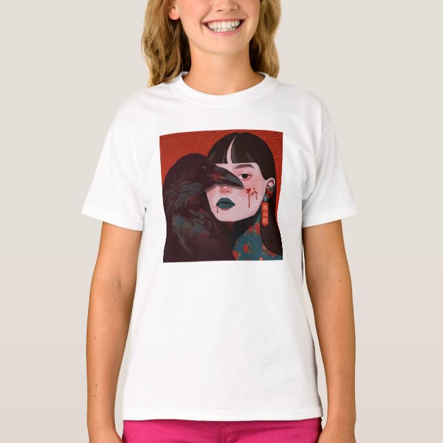 The woman and the crow t shirt (Framsida)
