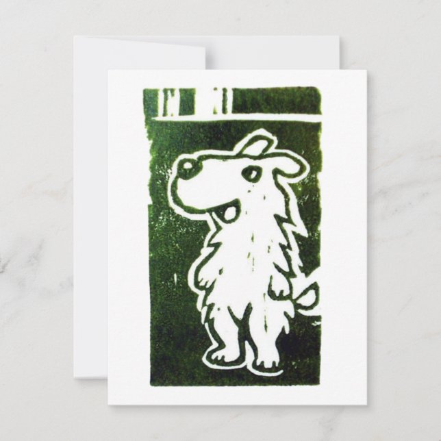 The Wonder Dog linocut OSA Kort (Framsida)