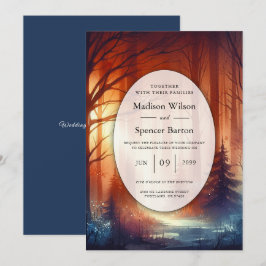 The Woodland Spell of Falling Leaves Wedding Inbjudningar