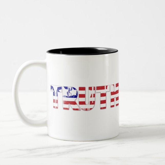 The word " Truth"  with American flag Två-Tonad Mugg (Vänster)