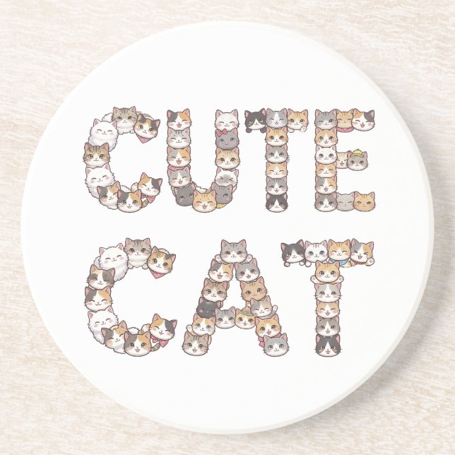 The words "CUTE CAT" are made using cat faces Underlägg (Framsidan)